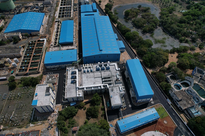 Desalination plant construction at Nemmeli — site inspection in progress